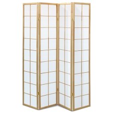 Drevený paraván PARVIO 4 dielny – masív smrek a biela textília