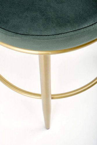 Barová stolička LUCIAN — kov, látka, zlatá / zelená