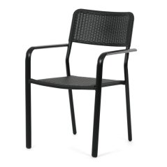 Zahradní židle SLATE – černá, kovový rám, plastový sedák, Autronic