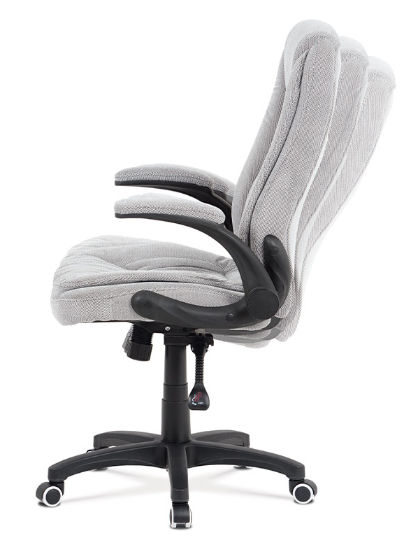 Kancelárska otočná stolička ROLAN na kolieskach — plast, šedá látka