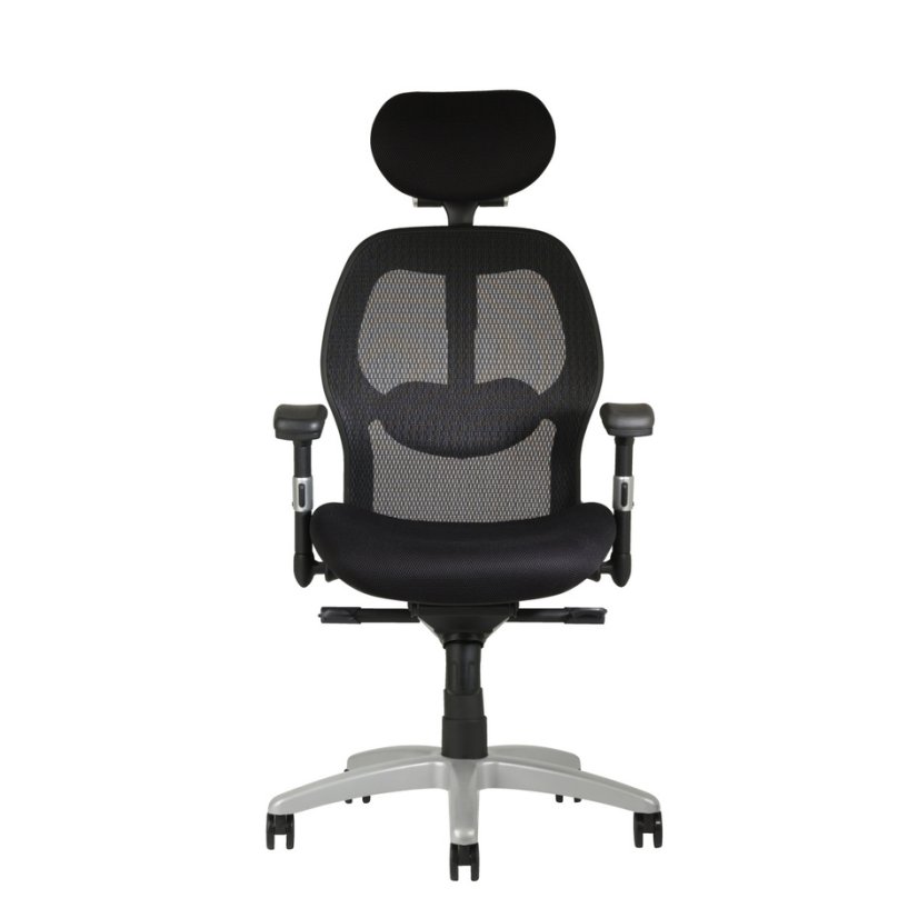Ergonomická kancelárska stolička na kolieskach SATURN – s podrúčkami, viac farieb - Čalúnenie Saturn: NET oranžová