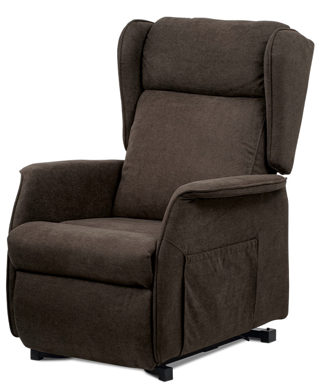 TV křeslo ušák SANDUR s elektrickým polohováním — hnědá látka, kov Autronic