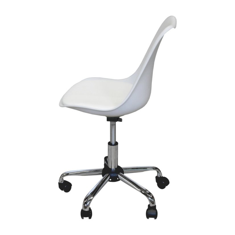 Kancelářské křeslo na kolečkách GENT — PU kůže, plast, bílá