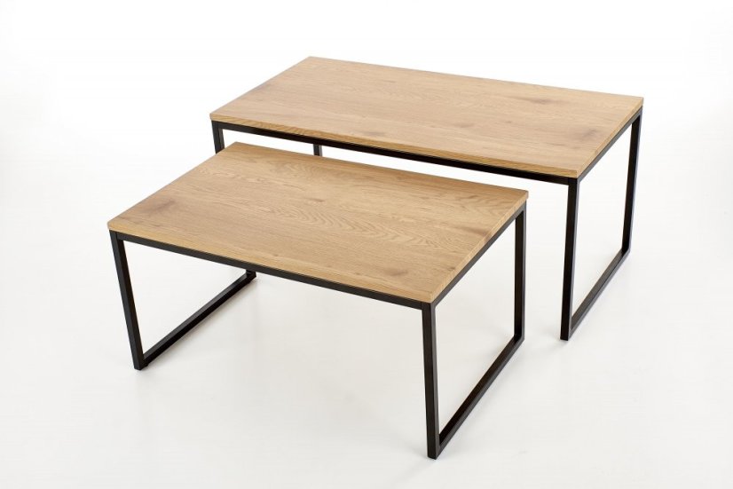 Súprava konferenčných stolíkov SABROSA — kov, zlatý dub