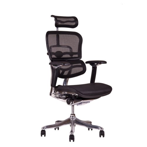 Kancelářská židle na kolečkách Office Pro SIRIUS Q24 – s područkami i podhlavníkem, nosnost 150 kg - Čalounění Sirius: MESH černá