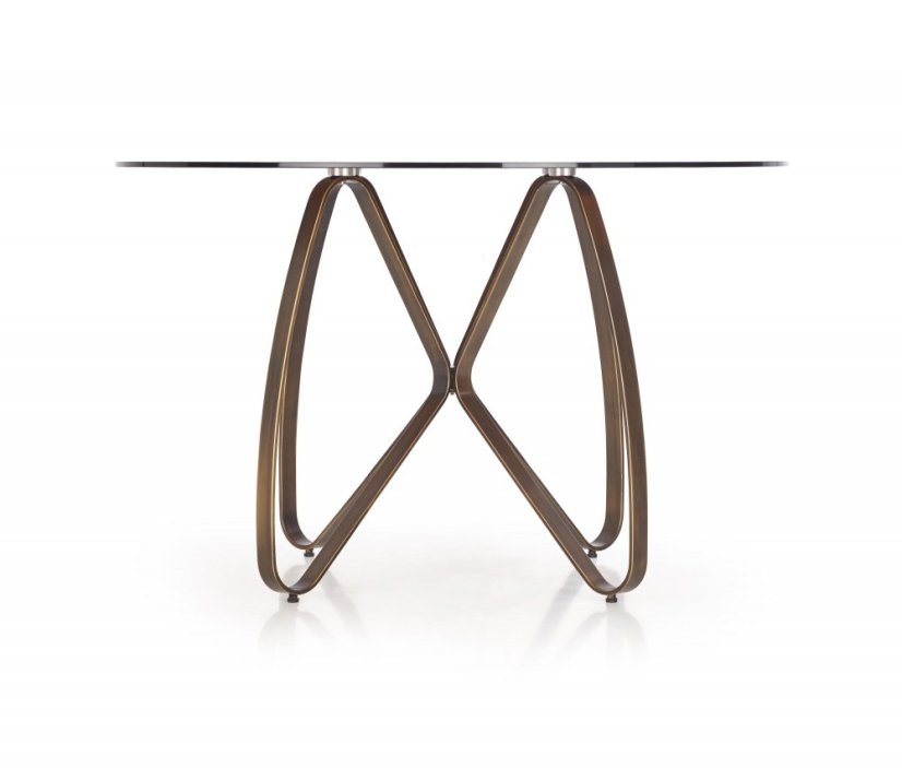 Jídelní kulatý stůl LUNGO –? 120x76, hnědý/zlatý Halmar