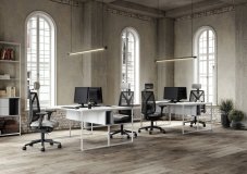 Kancelářská židle LEAF 503 s podhlavníkem a područkami – synchronní mechanika, síť, černá-šedá LD Seating