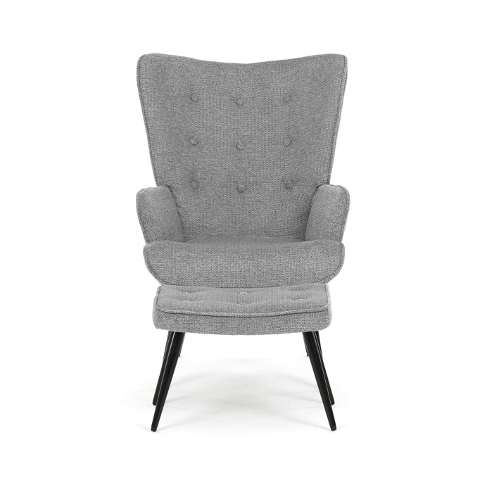 Luxusní relaxační křeslo NUVOLA s taburetem –  vodoodpudivá, sametová, šedá látka