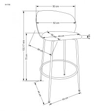 Barová židle KARO — kov, látka, šedá Halmar