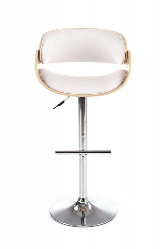 Barová židle LEONIE – ekokůže, dub, bílá