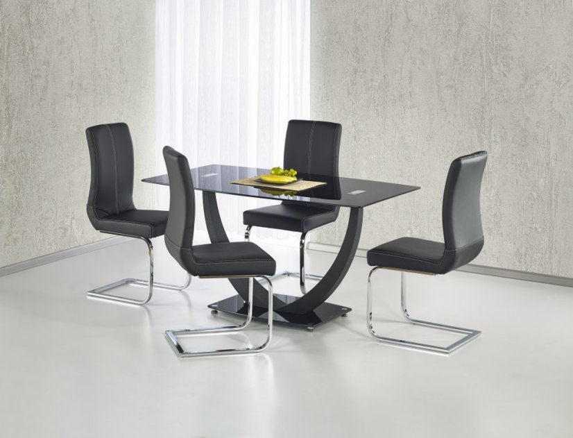 Jídelní stůl ANTON – 140x80x75, sklo, černý Halmar