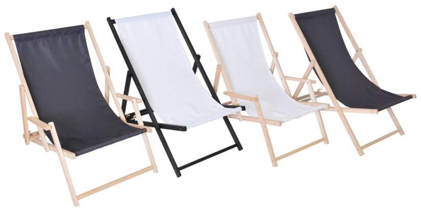 Bahama polyester S PODRUČKAMI lehátko dřevěné přírodní - GRAFIT