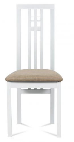 Jídelní dřevěná židle GRIGLIA – masiv buk, bílá, béžový potah
