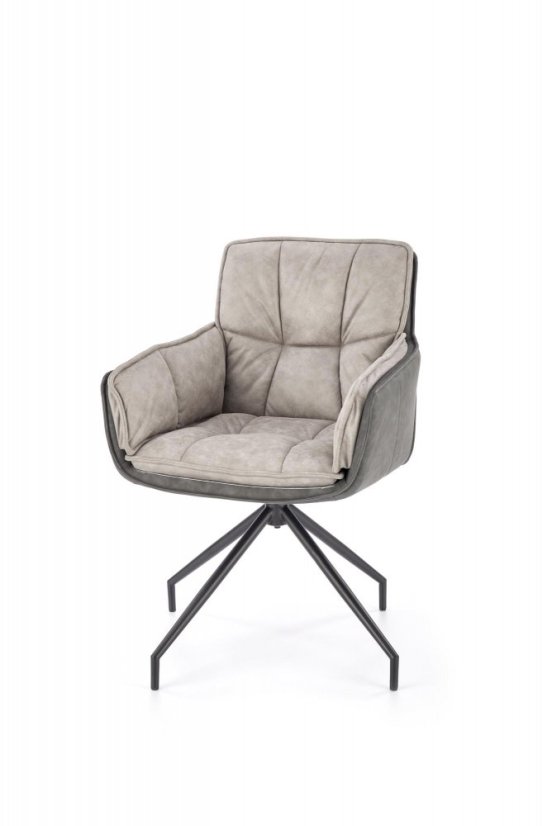 Jedálenské kreslo FIORA — oceľ, ekokoža, látka, sivá