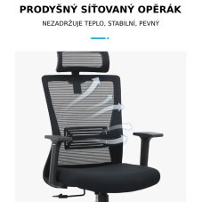Kancelárska ergonomická stolička JERRY — čierna, nosnosť 150 kg