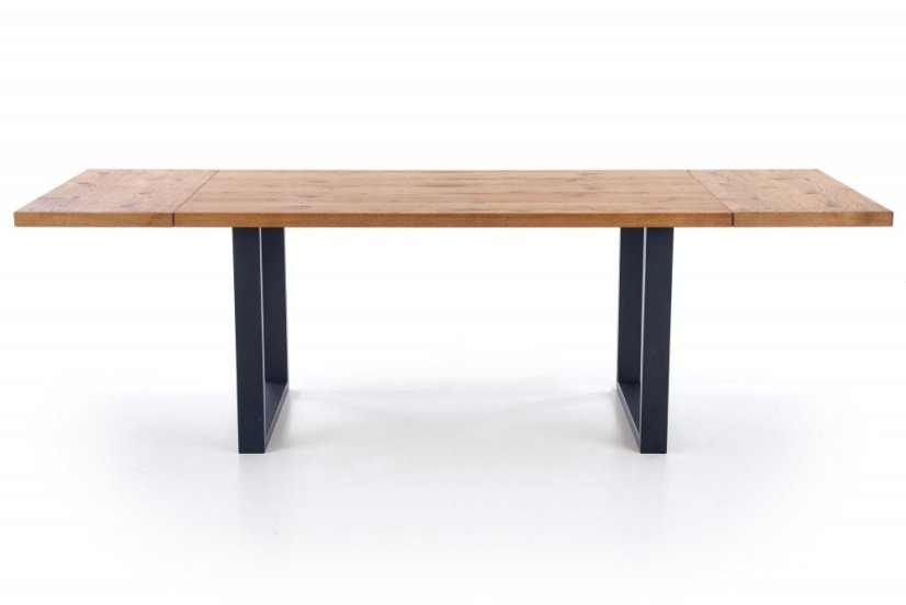 Jídelní rozkládací stůl PEREZ –? 160x90x76 (+90), dub/kov, černý Halmar