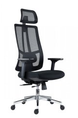 Kancelářská ergonomická židle RUBEN — látka / síť, černá, nosnost 150 kg