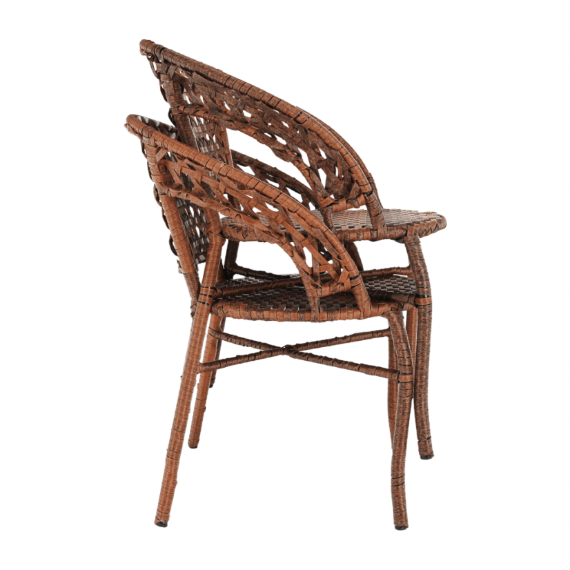 Zahradní set JARUB — ratan, sklo, hnědá Kondela