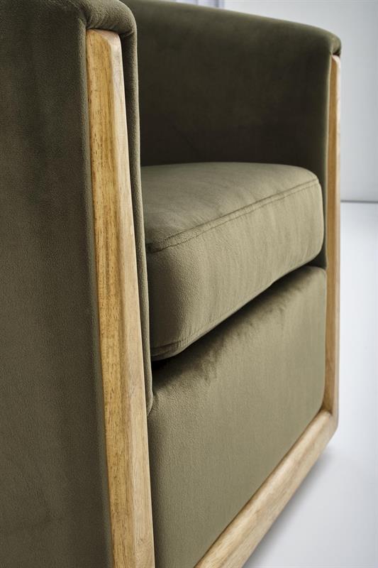 Klubové křeslo ENRICO — dřevo, látka, zelená Halmar