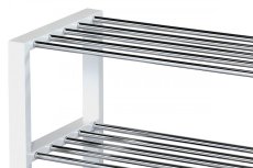 Botník, 4 kovové chromované police, masiv kaučukovník, bílý matný lak Autronic