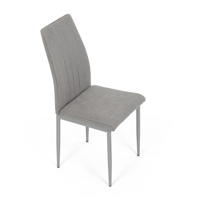 Jedálenská stolička LENA s sivým poťahom a šedými kovovými nohami