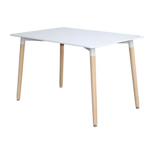 Jídelní stůl UNO — 120x80 cm, buk / kov, bílá
