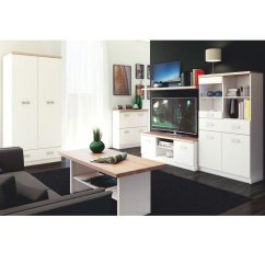 Konferenčný stôl TOPTY — 115x55x48 cm, dub sonoma/biela