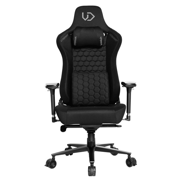 Herní křeslo Ultradesk Throne – kov, látka, černá, nosnost 150 kg