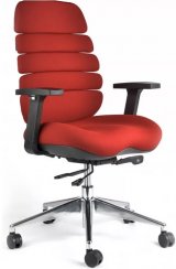 Kancelářská ergonomická židle SPINE — látka, nosnost 130 kg, červená