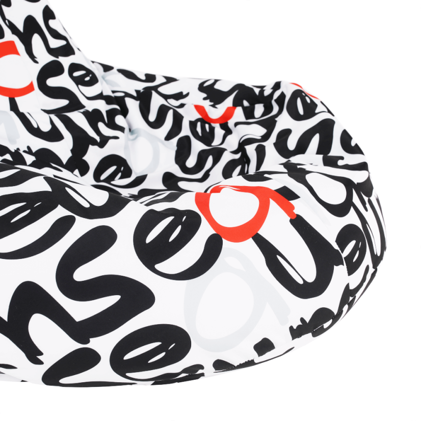 Sedací vak ELION - 86x100, látka, čierna / šedá / červená