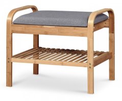 Botník s úložným priestorom ALVAREZ – bambus, sivá