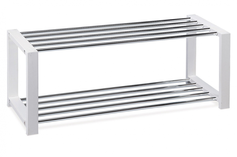 Botník EVATON s odkládacími policemi - chrom, bílá Autronic