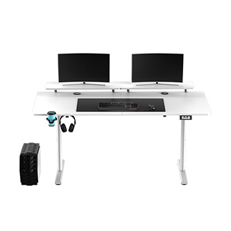 ULTRADESK HIGHLANDER XXL Biely pracovný stôl s elektrickým nastavením