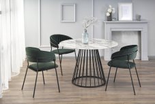 Jídelní kulatý stůl BRODWAY — průměr 110 cm, dekor bílý mramor / černá