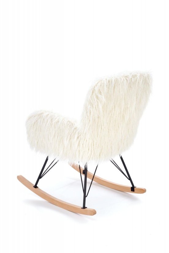 Houpací křeslo AUSTIN –? kov/masiv, látka krémová Halmar