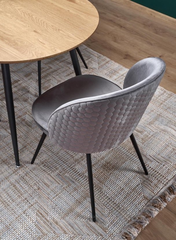 Jídelní kulatý rozkládací stůl COLORADO – 120x80x74 (+40) dub/kov, černý Halmar