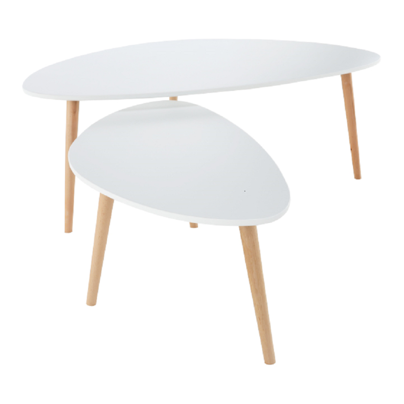 Set konferenčných stolíkov FOLKO — biela / buk