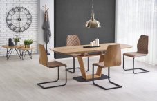 Jídelní rozkládací stůl BLACKY –⁠ 160x90x76 (+60), dub