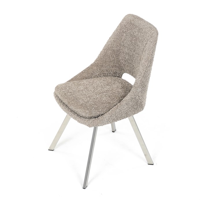 Elegantná lanýžová jedálenská stolička RINA Bouclé s nerez nohami