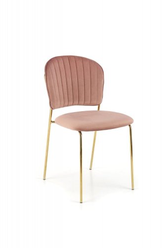 Jídelní židle DIONA — ocel, látka, růžová
