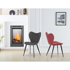 Autronic Jídelní židle TERRA, červená látka, černá kovová podnož