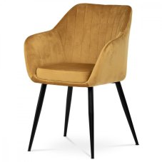 Jídelní křeslo PIKA - kov, samet, žlutá Autronic
