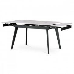 Jídelní stůl BLITZ — 120x80x76 cm (rozklad + 60 cm), keramická deska bílý mramor