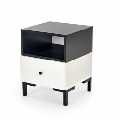 Noční stolek SILVIA –⁠ dřevo, černá/bílá