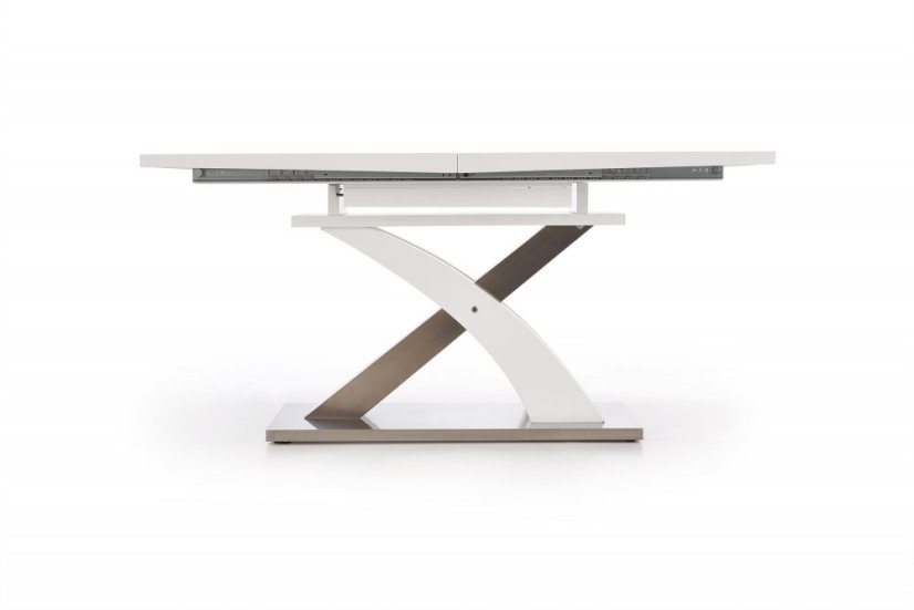 Jídelní rozkládací stůl SANDOR –? 160x90x77 (+60), kov, bílý Halmar