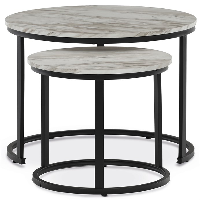 Set 2 moderních konferenčních stolků OREO 3 - s mramorovým dekorem a kovovou podnoží Autronic