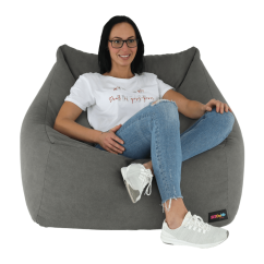 Sedací vak URASON — 80×80×80, šedá látka Kondela