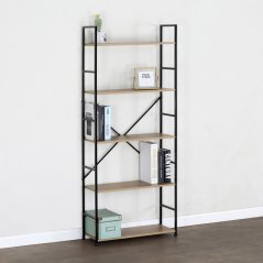 Regál VERSA III — čierna/ dekor dub