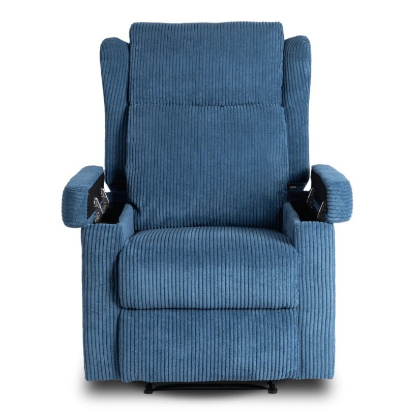 Luxusné masážne kreslo SEBASTIAN z modrého manšestru