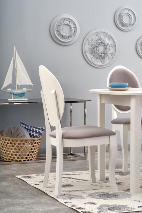 Jídelní kulatý rozkládací stůl RINGO – 102x102x76 (+40) dřevo, bílá Halmar